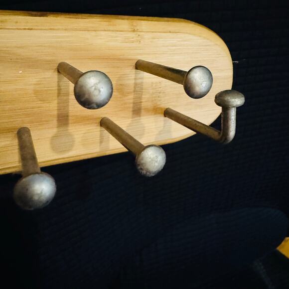 Vintage Solid Oak Wood Tie Rack Organizer Closet Accessory Belt Necklace Scarves - Picture 2 of 4